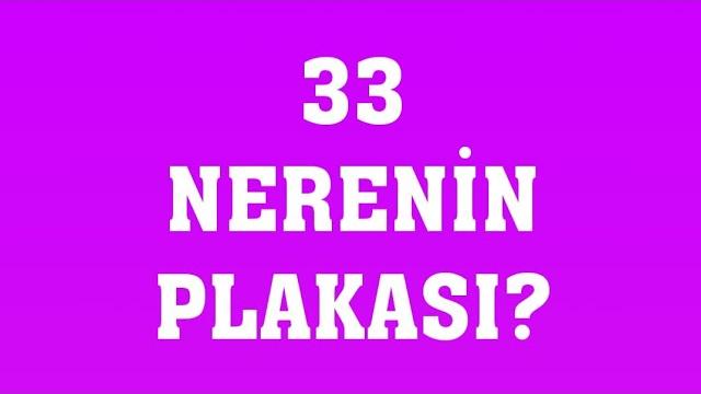 33 Plaka Nerenin Plakasıdır?