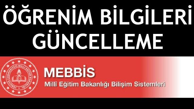 MEBBİS Öğrenim Bilgileri Güncelleme