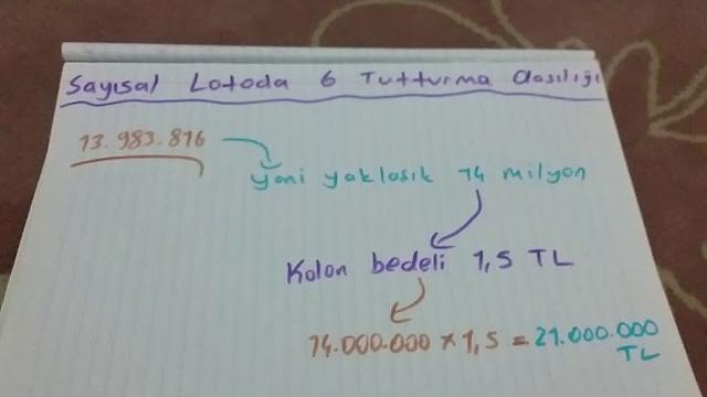 Sayısal Loto Büyük İkramiye Tutturma Olasılığı