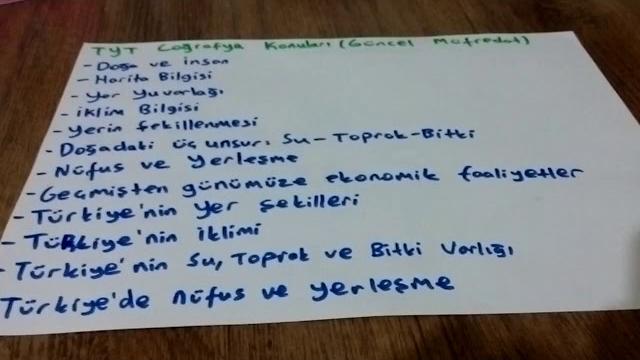 TYT Coğrafya Konuları [Güncel Müfredat]