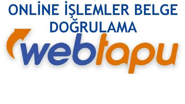 Web Tapu Online İşlemler Belge Doğrulama