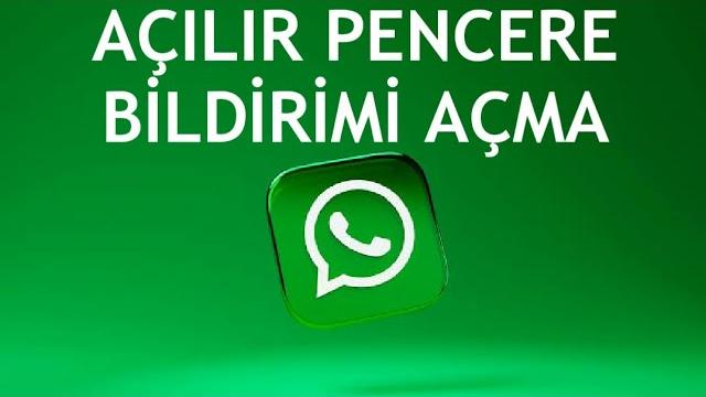 Whatsapp Açılır Pencere Bildirimi Açma